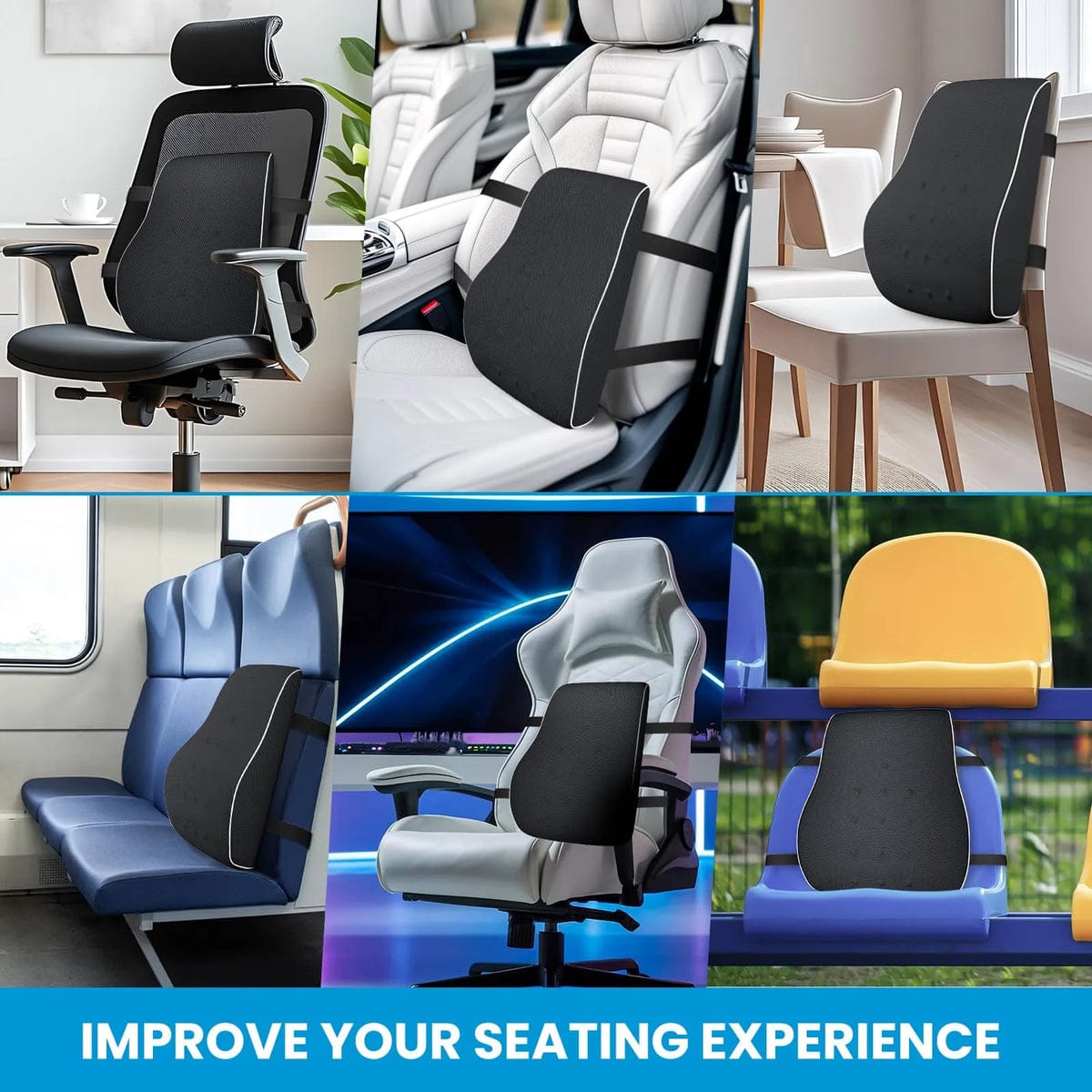 Lumbar Support Pillow for Office Chair Memory Foam Adjustable Straps