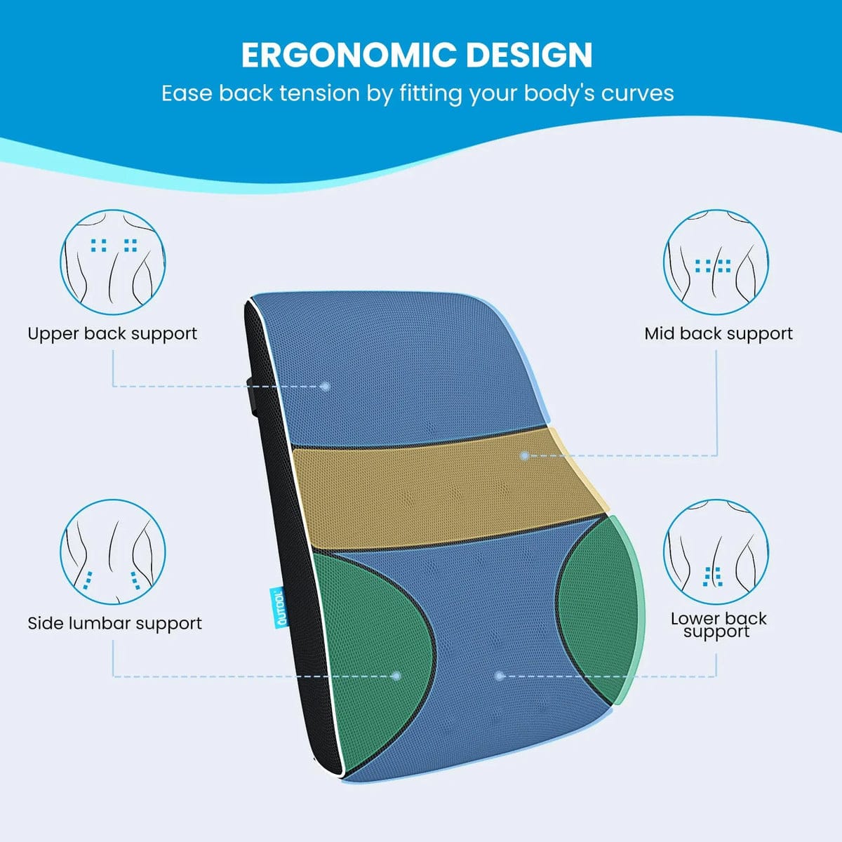 Lumbar Support Pillow for Office Chair Memory Foam Adjustable Straps