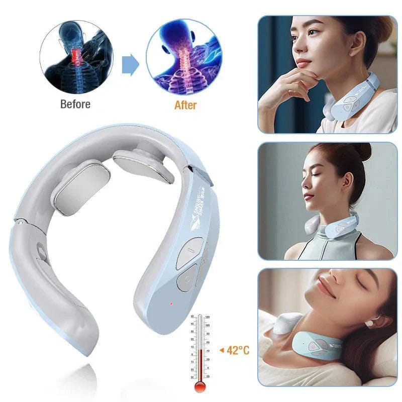 Cervical Neck Pain Relief Smart EMS Heat Massager Pulse Therapy