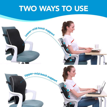 Lumbar Support Pillow for Office Chair Memory Foam Adjustable Straps