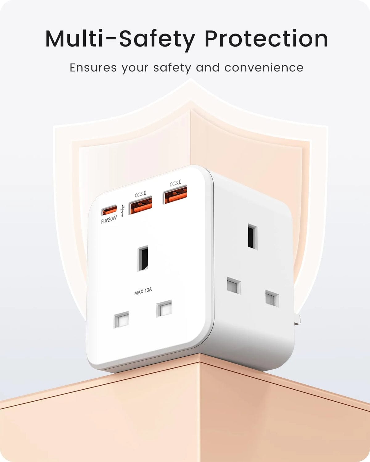 LENCENT Multi Plug Extension, 3 Way 3 Plugs Socket adapter