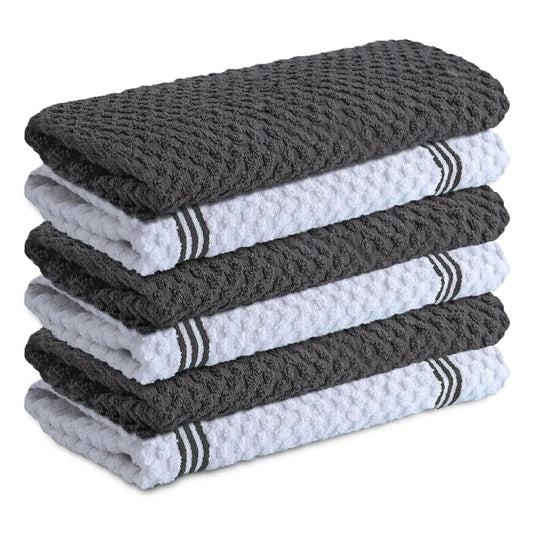 Premium Kitchen Towels Pack of 6, 100% Cotton 40cm x 70cm Absorbent Towels