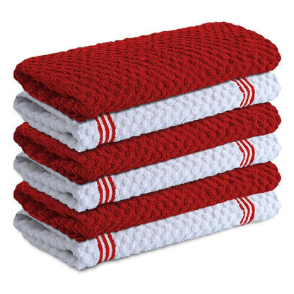 Premium Kitchen Towels Pack of 6, 100% Cotton 40cm x 70cm Absorbent Towels