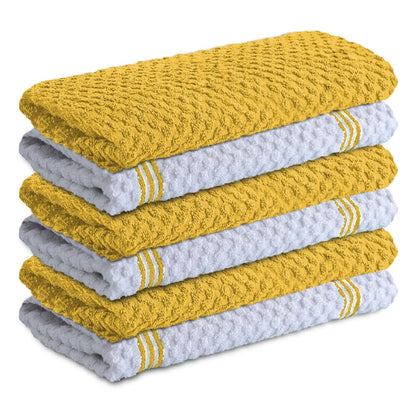 Premium Kitchen Towels Pack of 6, 100% Cotton 40cm x 70cm Absorbent Towels