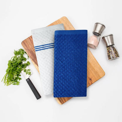 Premium Kitchen Towels Pack of 6, 100% Cotton 40cm x 70cm Absorbent Towels